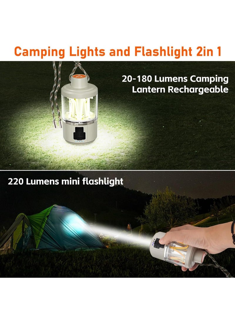 Meetion Camping Lantern Rechargeable, LED Camping Light with Flashlight, 4 Light Modes, Long Press for Stepless Dimming, Portable Tent Lantern for Power Outage, Household, Camping, Emergency  - Image 5