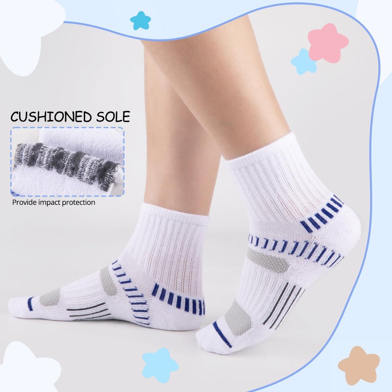 Comfoex Boys Socks Quarter Athletic Ankle Cotton Sports Socks For Kids 8-10 4-6 6-8 Years Old With Cushioned Sole 6 Pairs - Image 2