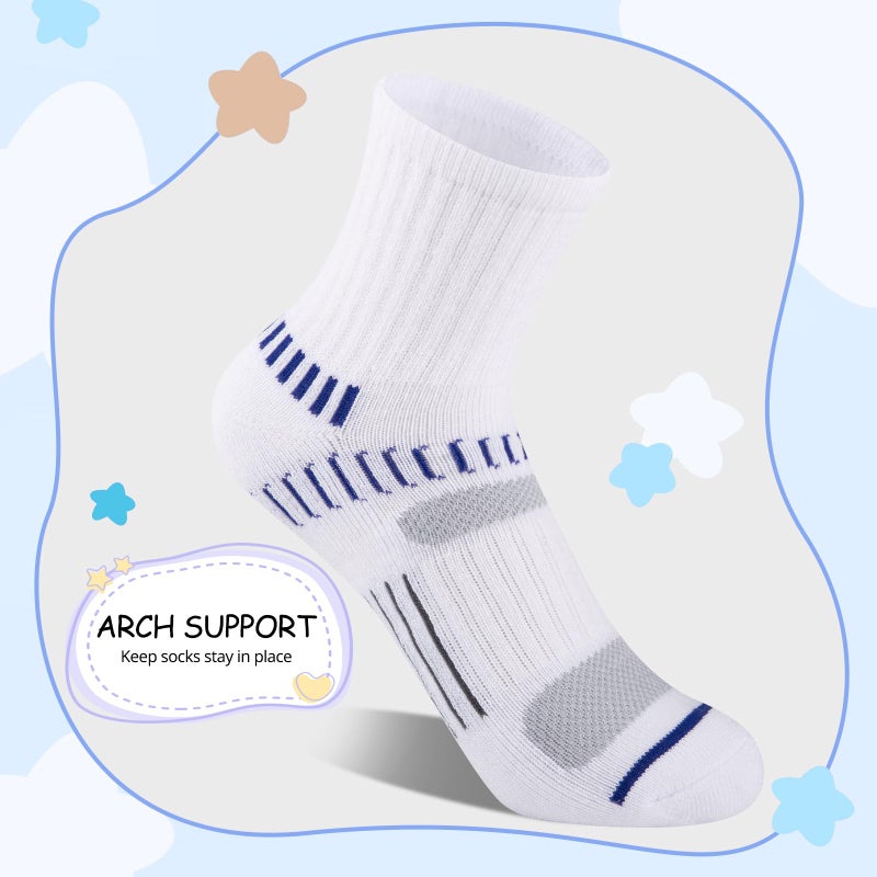Comfoex Boys Socks Quarter Athletic Ankle Cotton Sports Socks For Kids 8-10 4-6 6-8 Years Old With Cushioned Sole 6 Pairs - Image 5