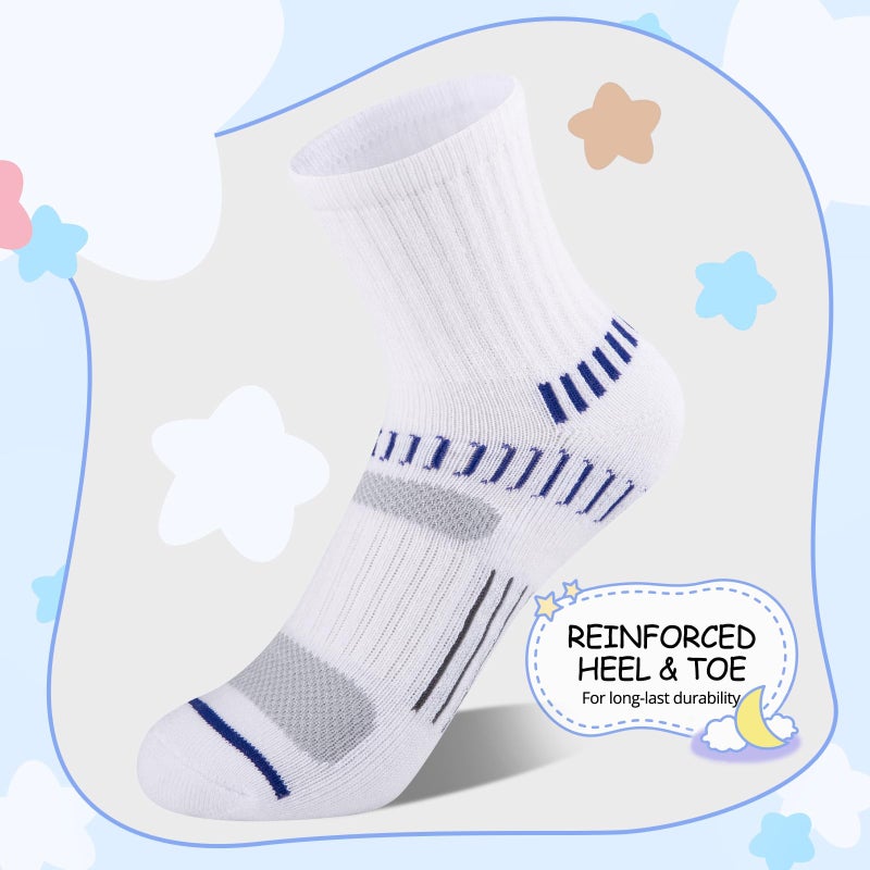 Comfoex Boys Socks Quarter Athletic Ankle Cotton Sports Socks For Kids 8-10 4-6 6-8 Years Old With Cushioned Sole 6 Pairs - Image 4