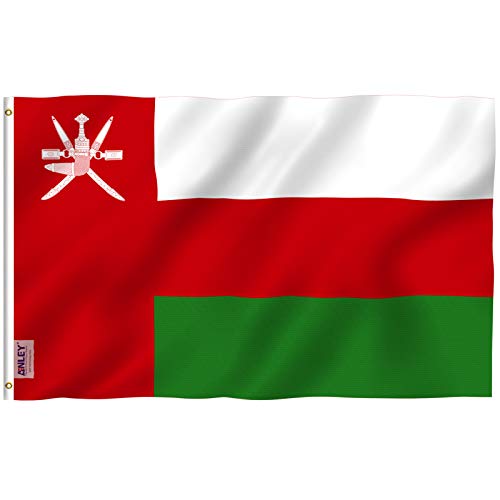 Anley Fly Breeze 3x5 Feet Oman Flag - Vivid Color and Fade Proof - Canvas Header and Double Stitched - Sultanate of Oman Flags Polyester with Brass Grommets 3 X 5 FT - Image 1