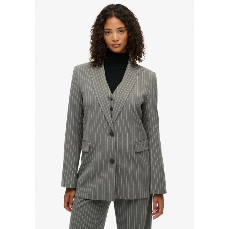 سوبر دراي Pinstripe Boyfriend Blazer