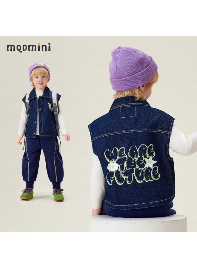 Mqdmini Kids Denim Vest Spring Fashion Stylish Versatile Soft Vest For Boys And Girls