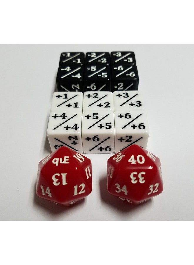 quEmpire Magic Counter Set & Red Commander / EDH Spindown Life Dice Set (40-21 & 20-1) - Image 1