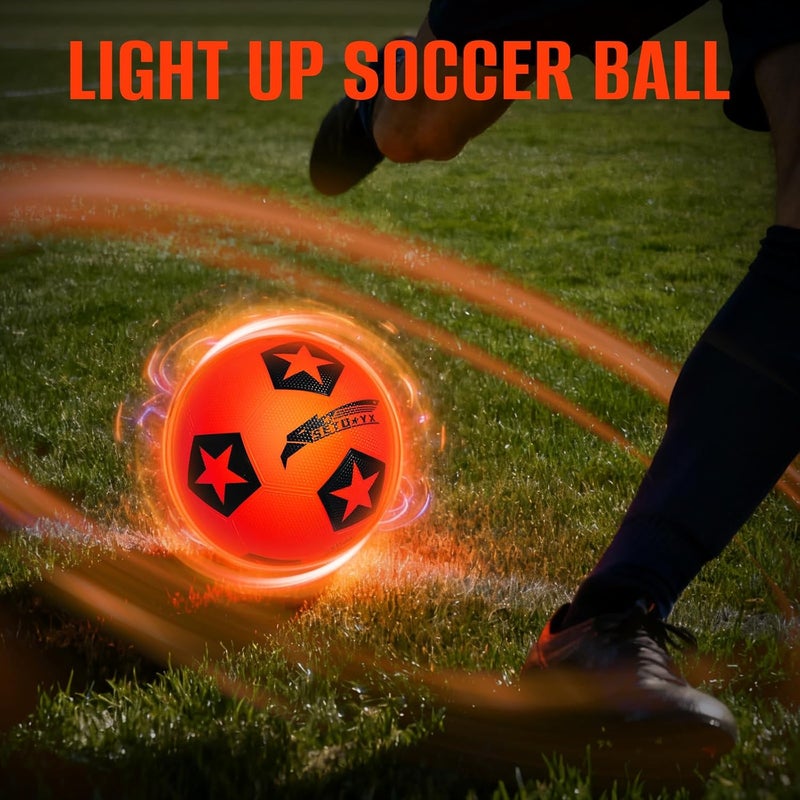 SETOXYX Light Up Soccer Ball, Glow in The Dark Soccer Ball with LED, Size 5 Night Sports Gear Games, Christmas Birthday Gifts for Boys Kids & Teens Age 8-15 - Image 2
