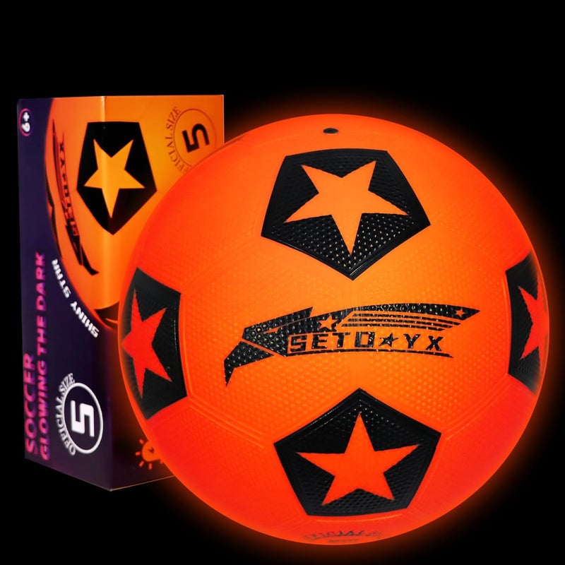 SETOXYX Light Up Soccer Ball, Glow in The Dark Soccer Ball with LED, Size 5 Night Sports Gear Games, Christmas Birthday Gifts for Boys Kids & Teens Age 8-15 - Image 1