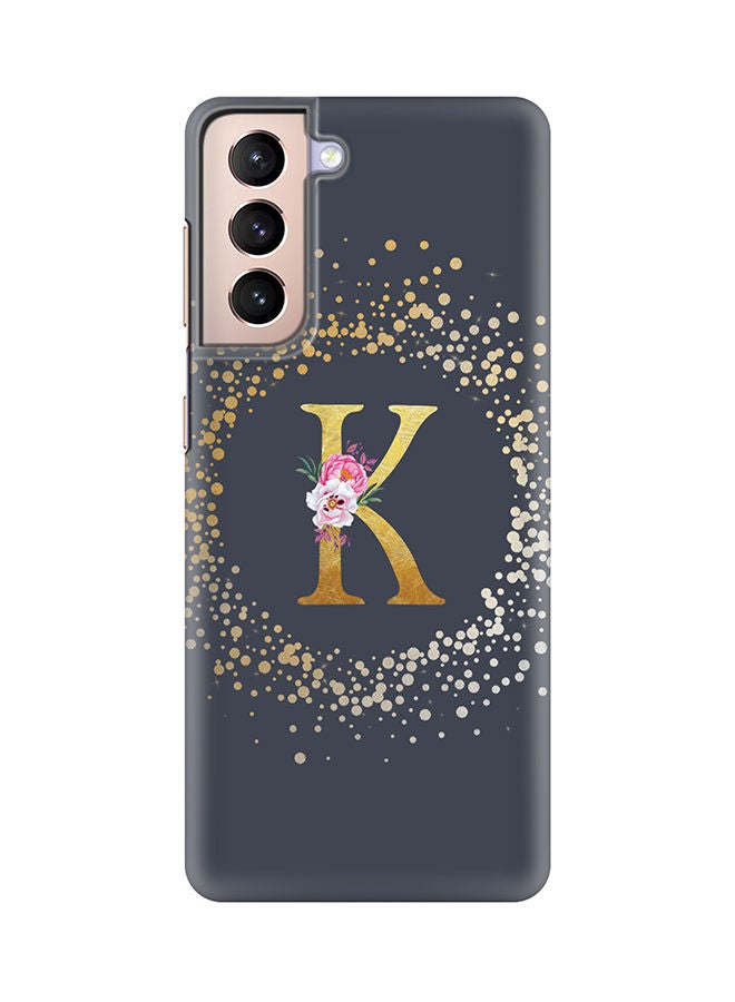 Stylizedd Monogram Slim Cover for Samsung Galaxy S21 Plus 5G Case Custom Initials Letter Floral Pattern Snap Series Mobile Cover Matte Alphabet  - K (Grey) - Image 1