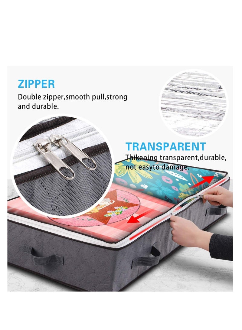 MIXDE Under bed Storage Bags,2 Pack 100L Underbed Storage Containers with Reinforced Handles, Large Capacity Breathable Non-woven Under the Bed Storage Bins for Blanket,Pillows,Comforters and Quilt - Image 4