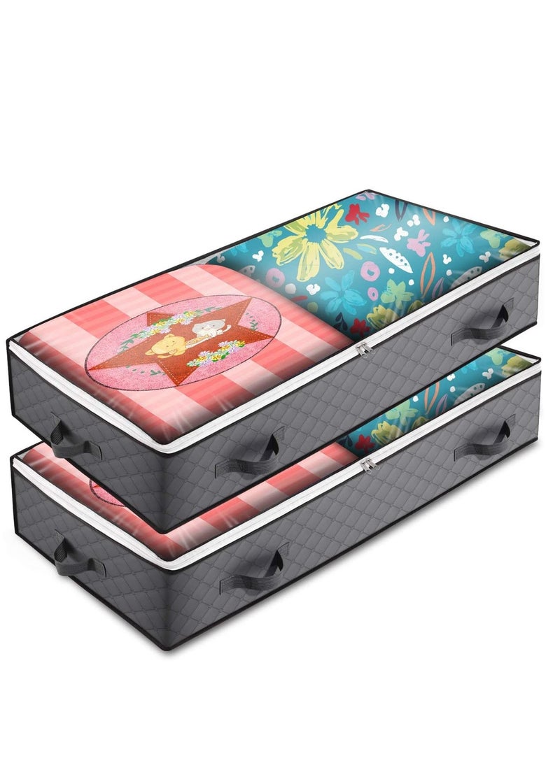 MIXDE Under bed Storage Bags,2 Pack 100L Underbed Storage Containers with Reinforced Handles, Large Capacity Breathable Non-woven Under the Bed Storage Bins for Blanket,Pillows,Comforters and Quilt - Image 1