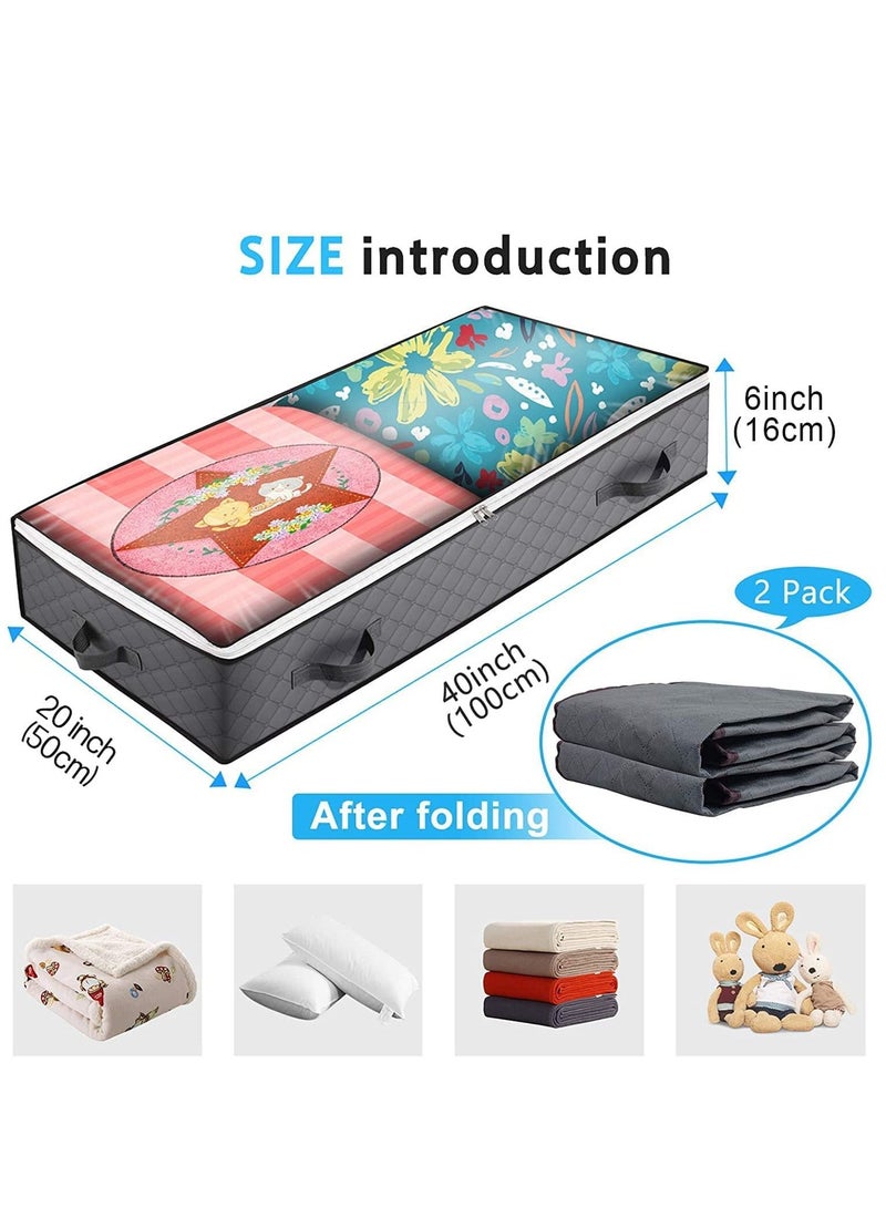 MIXDE Under bed Storage Bags,2 Pack 100L Underbed Storage Containers with Reinforced Handles, Large Capacity Breathable Non-woven Under the Bed Storage Bins for Blanket,Pillows,Comforters and Quilt - Image 3