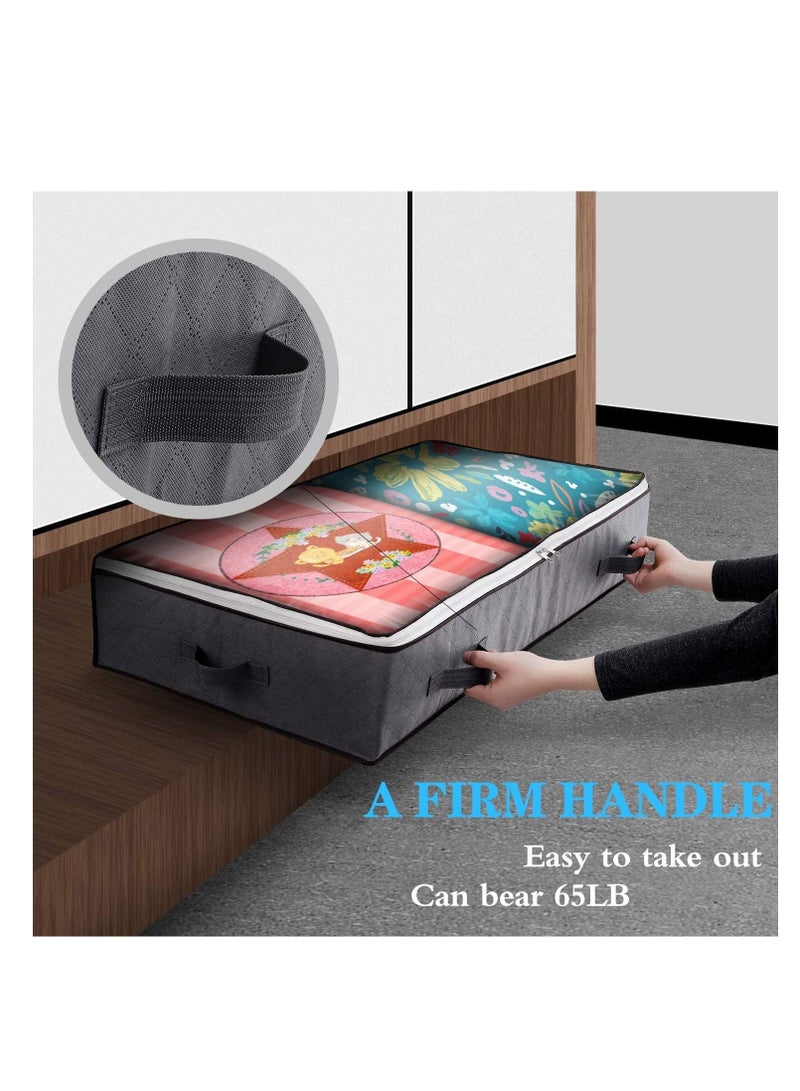 MIXDE Under bed Storage Bags,2 Pack 100L Underbed Storage Containers with Reinforced Handles, Large Capacity Breathable Non-woven Under the Bed Storage Bins for Blanket,Pillows,Comforters and Quilt - Image 2