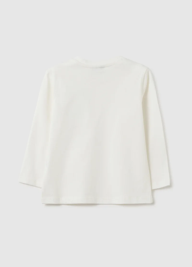 او في اس WHITE REGULAR FIT PURE COTTON T-SHIRT