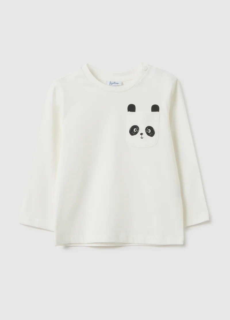 او في اس WHITE REGULAR FIT PURE COTTON T-SHIRT