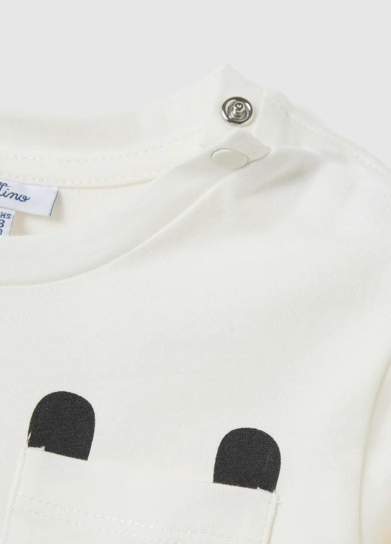 او في اس WHITE REGULAR FIT PURE COTTON T-SHIRT