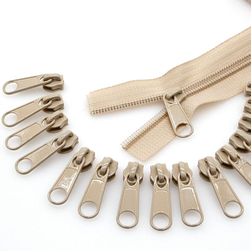 Leekayer #5 Beige Nylon Coil Zippers by The Yards Bulk 10 Yards with 25pcs Sliders for DIY Tailor Sewing Craft,Bag,Luggage,Dress,Sofa Cushion,Pillow(Beige) - Image 4