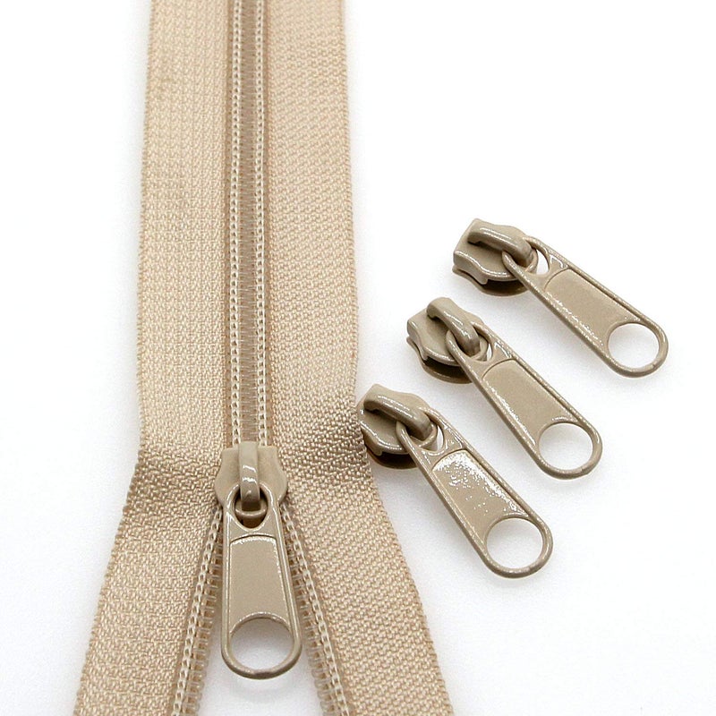 Leekayer #5 Beige Nylon Coil Zippers by The Yards Bulk 10 Yards with 25pcs Sliders for DIY Tailor Sewing Craft,Bag,Luggage,Dress,Sofa Cushion,Pillow(Beige) - Image 3