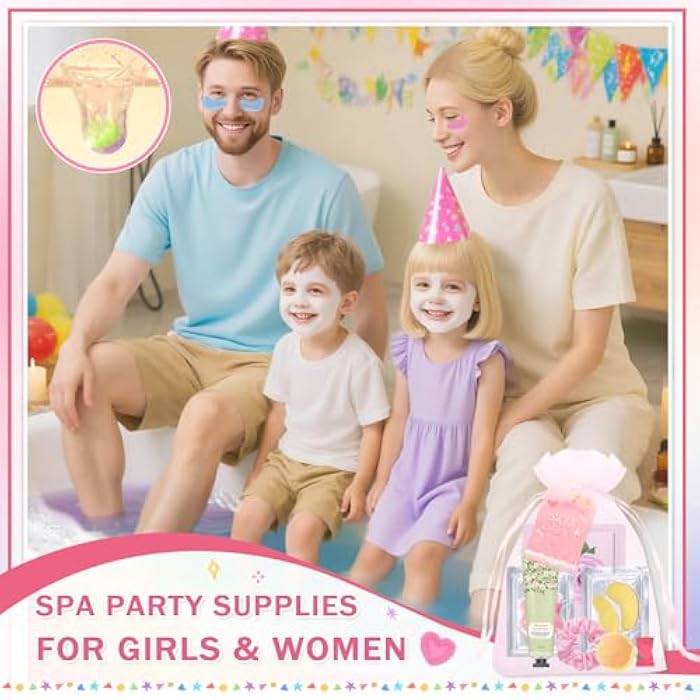 QIUFSSE 120 PCS Spa Party Supplies for Girls & Women,Spa Party Favors Include Face Masks Skincare,Hand Cream,Lip Balm,Eye Masks,Lip Mask,Foot Bath Bombs,Slumber Sleepover Party Supplies for Girls - Image 5