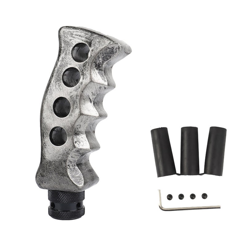 Gear Shift Knob: Titanium & Silver Resin Aluminum Alloy Construction - Anti-Rust Fadeless Universal Fit with 3 Adapters for Manual Automatic Cars SUVs Trucks - Image 1
