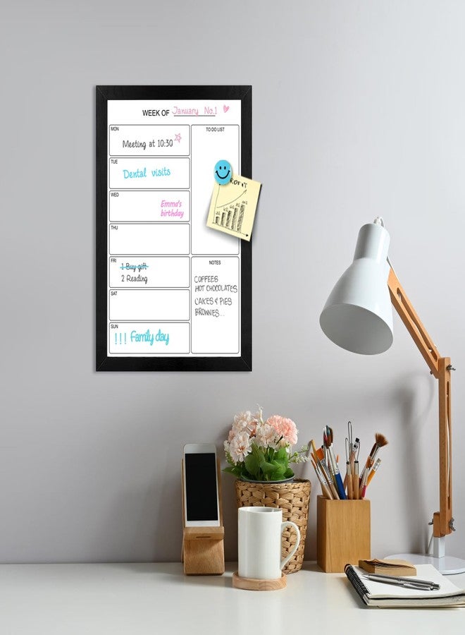 Aitakatta Weekly Dry Erase Whiteboard Calendar, 15.7"x11.8" Magnetic Surface Memo Board, Minimal Design Weekly Planner for Wall, Black Wood Frame Dry Erase Board for Office School Home(ZLBB-S-BK-2636) - Image 3