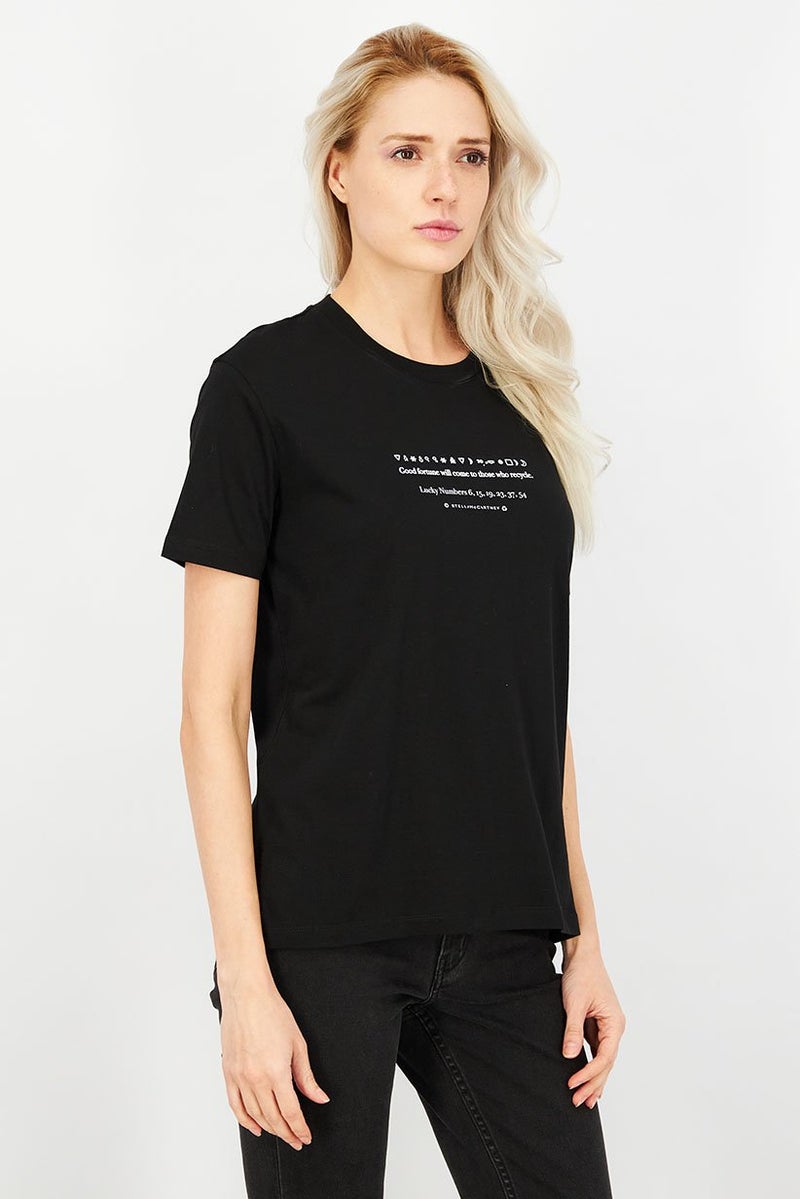 STELLA MCCARTNEY Women Crew Neck Short Sleeve Graphic Print T-shirt, Black - Image 2