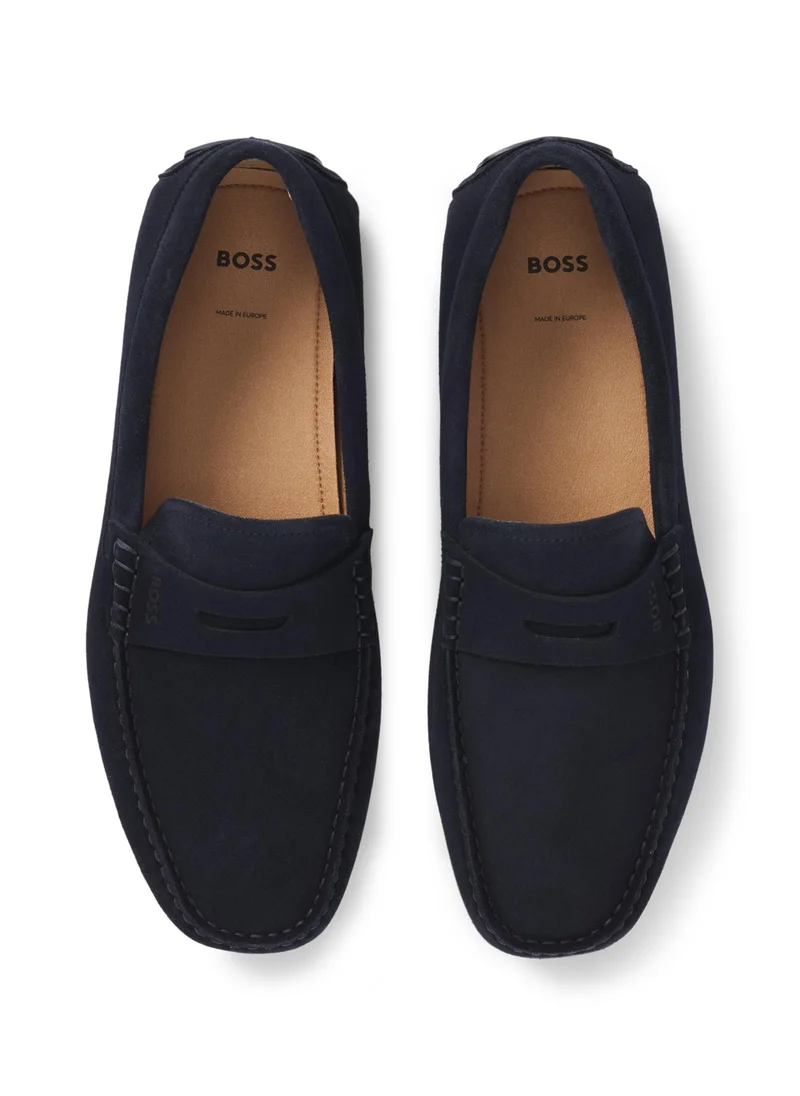 بوس Portuguese-crafted moccasin loafers in suede with penny trim