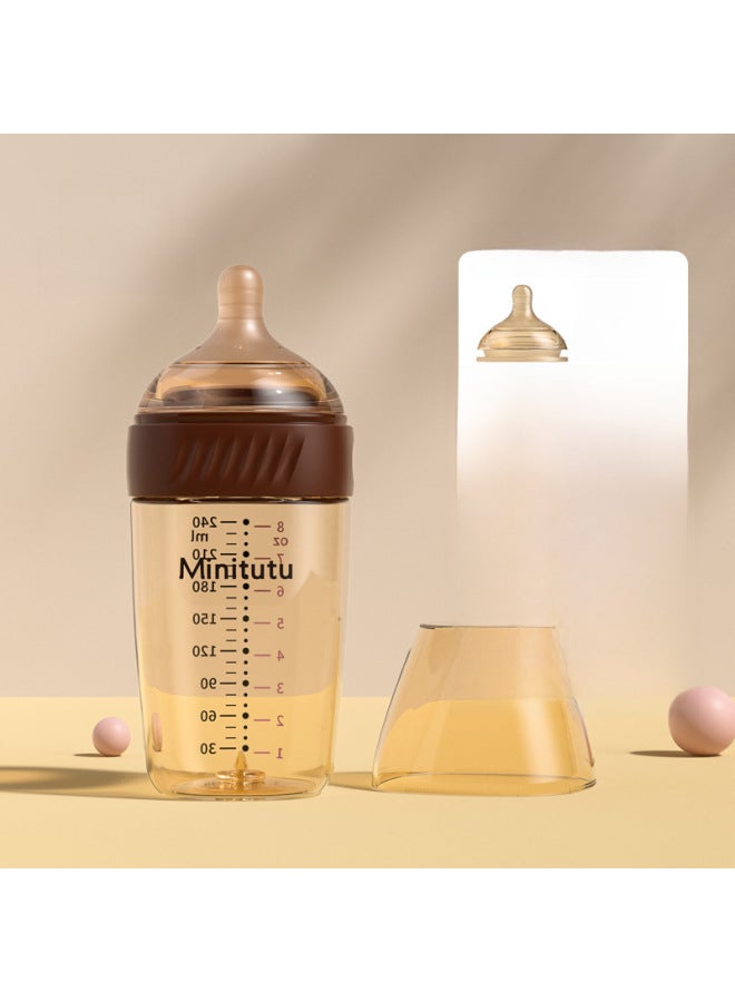 ميني توتو زجاجة رضاعة حساسة للحرارة للأطفال حديثي الولادة 0-3-6 أشهر، مضادة للانتفاخ والاختناق، مزودة بنظام تهوية من القاعدة