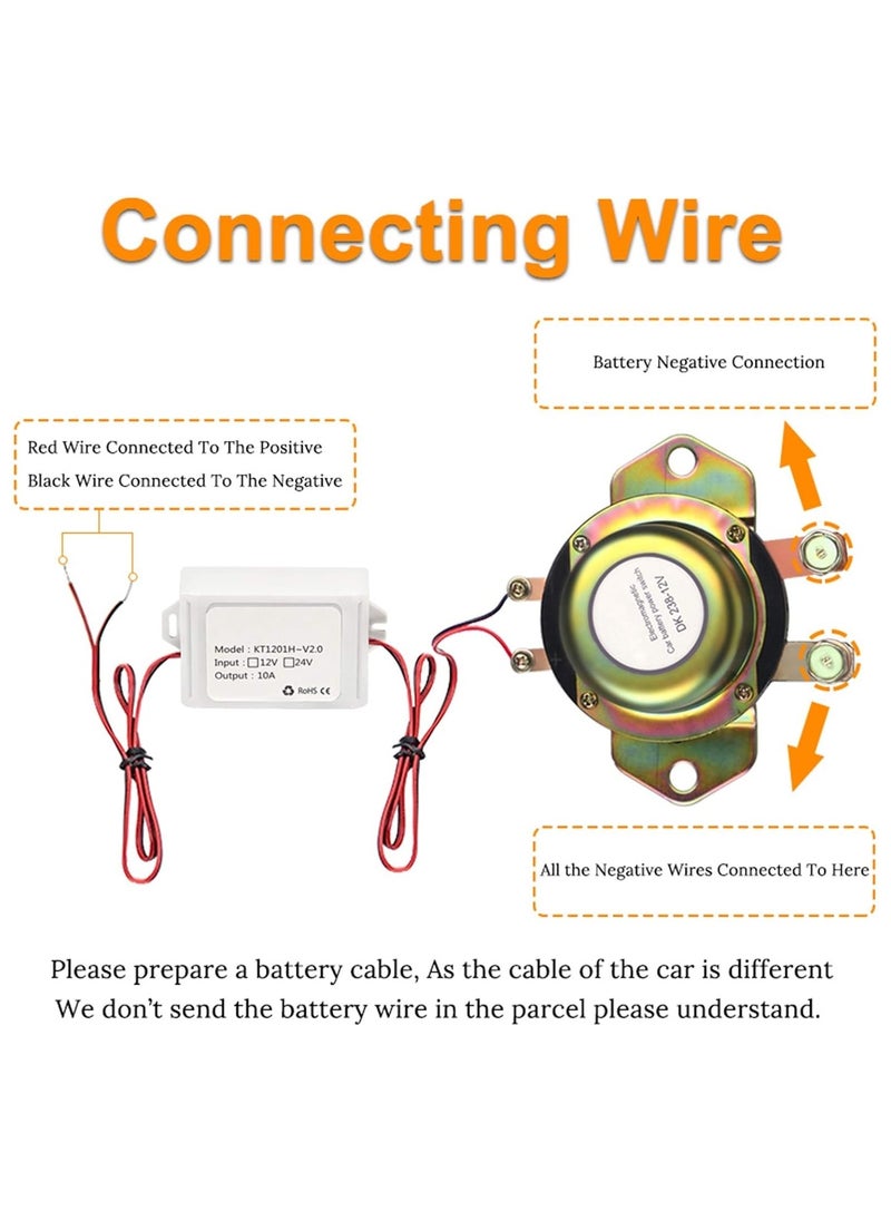 Generic - Remote Battery Disconnect Switch DC 12V Car Anti-Theft Shut Off Relay Auto On Off Electromagnetic Valve Terminal Master Kill Switch System - Image 1