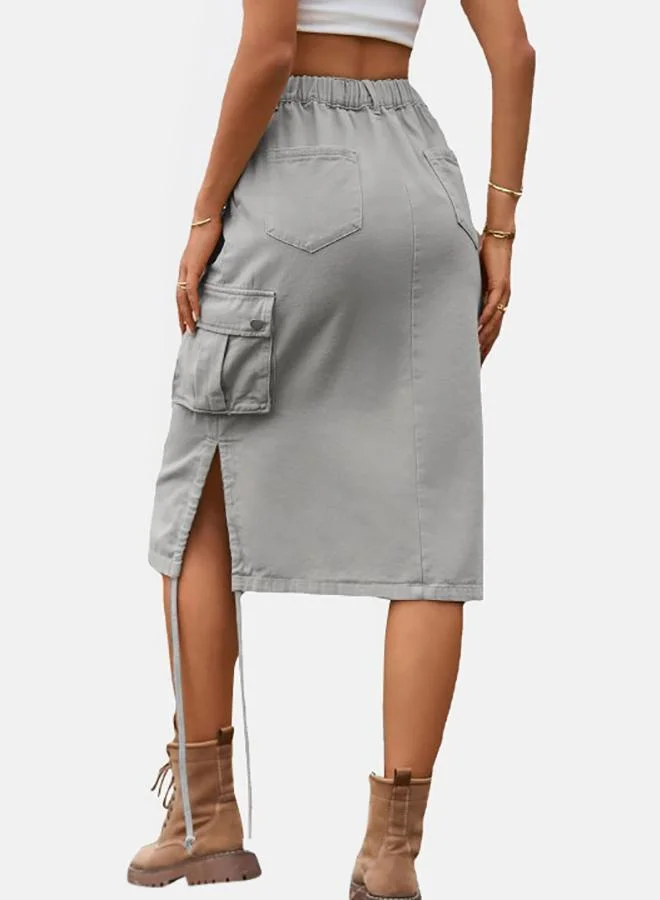 يونيكي Grey Denim Mini Skirts