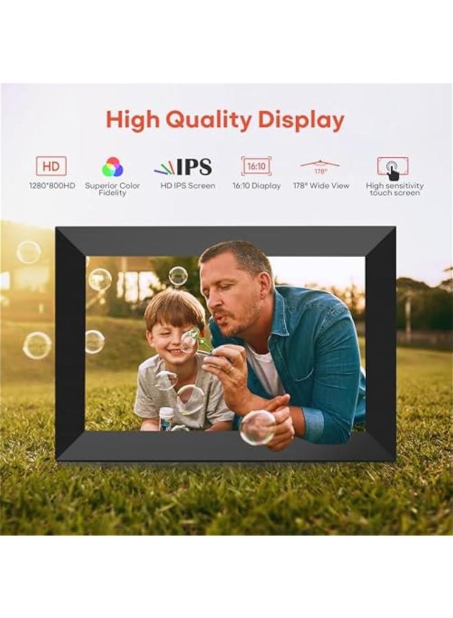 ANKOVO Frameo 10.1 Inch WiFi Digital Picture Frame, 1280x800 HD IPS Touch Screen Photo Frame Electronic, 32GB Memory, Auto-Rotate, Wall Mountable, Share Photos/Videos Instantly via Frameo App from Anywhere  - Image 5