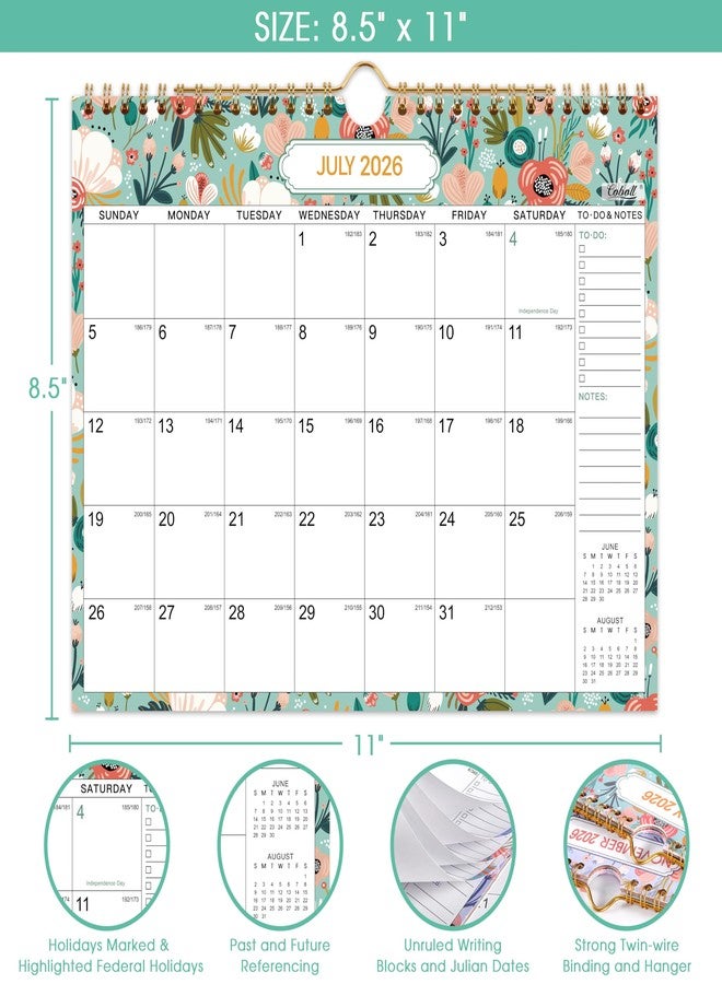 Coboll 2026-2027 Wall Calendar - 2026-2027 Calendar from Jul. 2026 - Dec. 2027, Wall Calendars 8.5 x 11 with Julian Dates, Twin-Wire Binding - Image 3