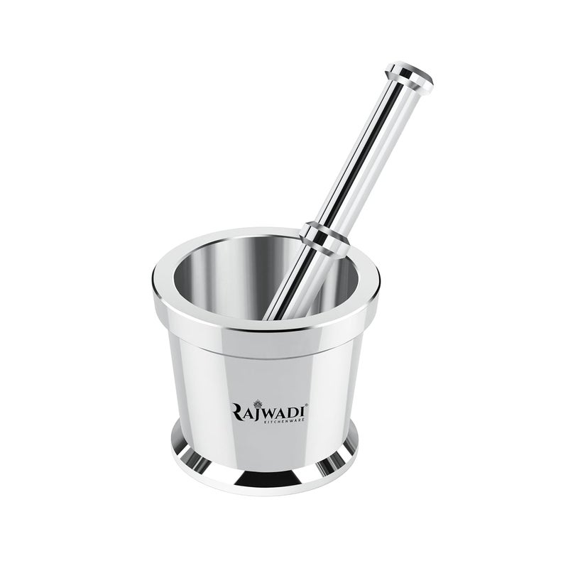 Rajwadi Heavy JUMBO size Stainless Steel Mortar Pestle SetSpice MixerKhalbattaOkli Musal Khal Imam Dasta for Kitchen Big - Image 1