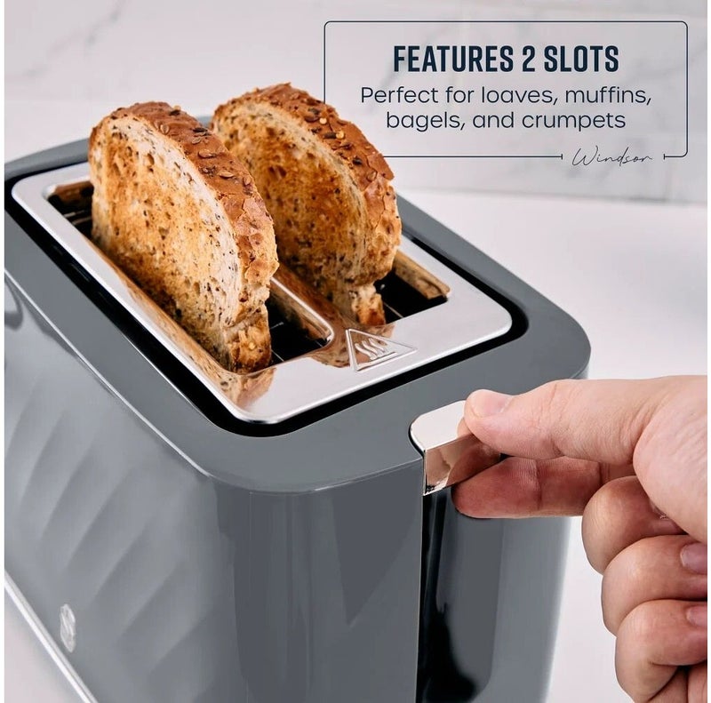 Swan Windsor 2 Slice Textured Black Toaster – Advanced Heating Technology, Suitable for Home & Office Application, Durable & Stylish Breakfast Appliance - Image 2