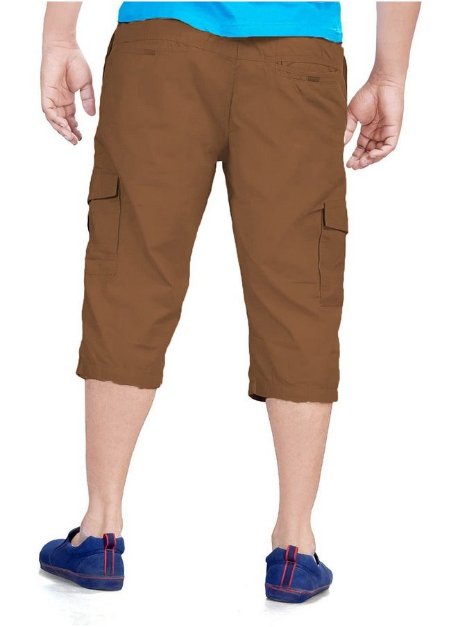0-Degree - 0-DEGREE Men's Regular Fit Three Quarter Shorts Mehendi 38 Inch Waist - Image 1