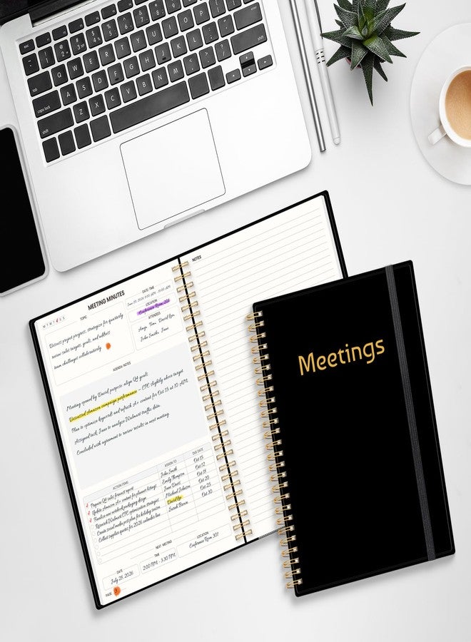 SUNEE Half Meeting Half Note 7"x10" Notebook for Work - 140 Pages, B5 Size Project Planner for Women&Men, Minutes Organizer for Meeting Notes, Ideas for Office/Business, PVC Waterproof Cover, Black - Image 5