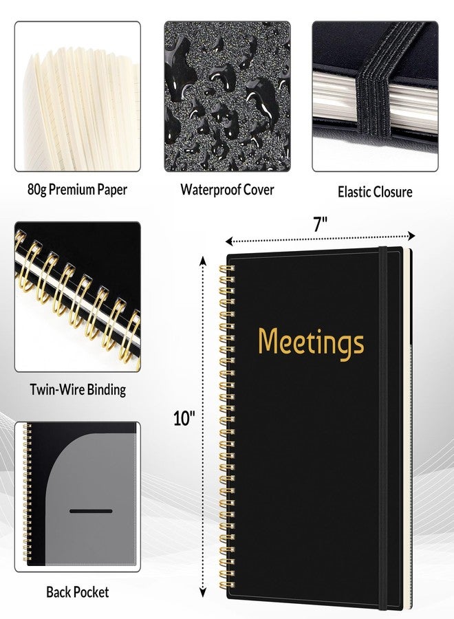 SUNEE Half Meeting Half Note 7"x10" Notebook for Work - 140 Pages, B5 Size Project Planner for Women&Men, Minutes Organizer for Meeting Notes, Ideas for Office/Business, PVC Waterproof Cover, Black - Image 3