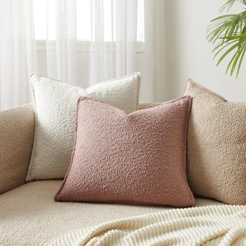 JUSPURBET Jam Boucle Throw Pillow Covers 16x16 inch Set of 2 for Couch Bedroom Sofa Living Room Decorative Soft Thick Textured Cushion Covers with Hidden Zipper - Image 2