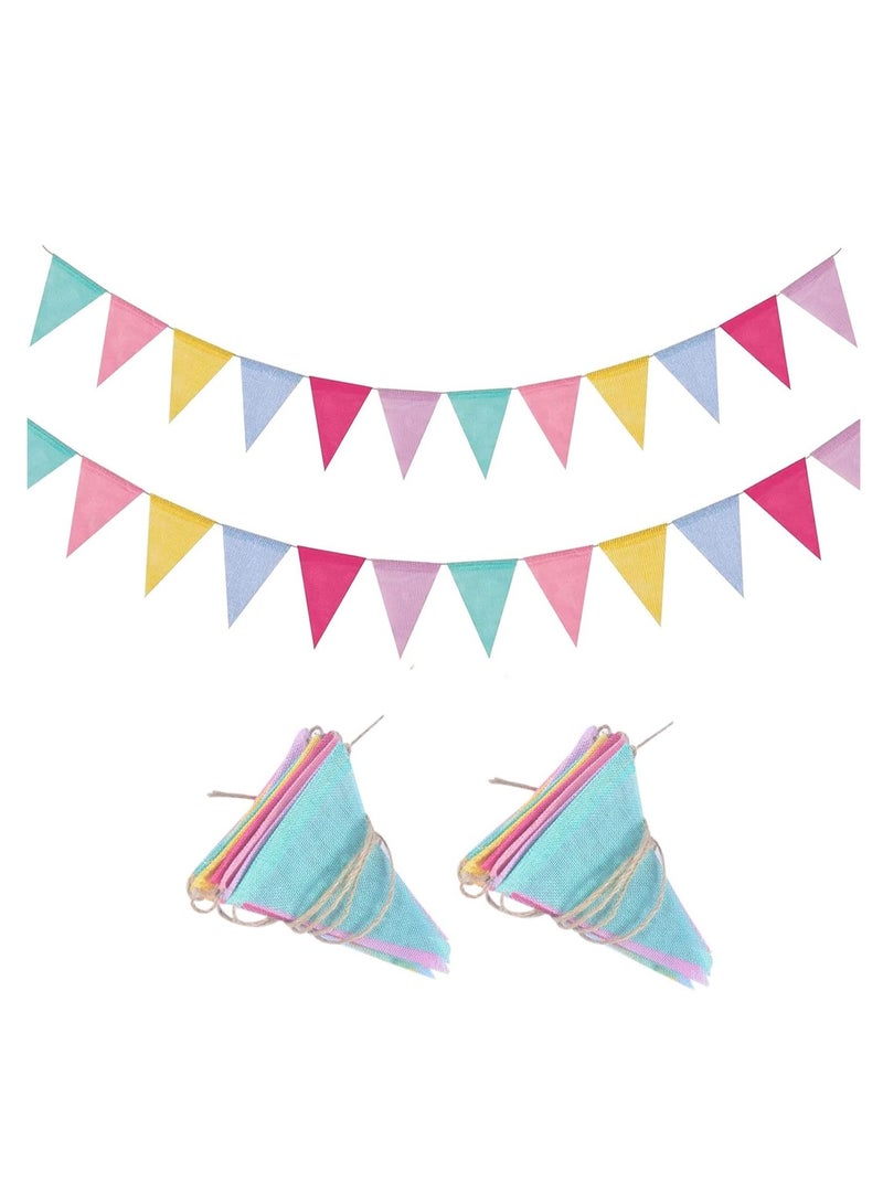 Pack of 2 Bunting Banner for Children's Room, Birthday, Party, Wedding, Decoration, Indoor, Outdoor (Each Set Contains 12 Flags in 6 Colours)  - Image 1