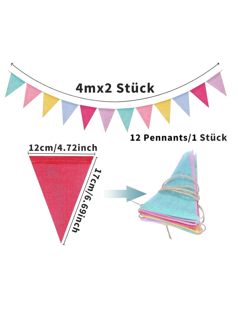 Pack of 2 Bunting Banner for Children's Room, Birthday, Party, Wedding, Decoration, Indoor, Outdoor (Each Set Contains 12 Flags in 6 Colours)  - Image 2
