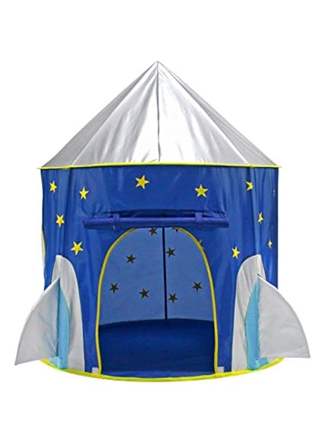DURKU Blue Foldable Pop Up Rocket Ship Kids Tent - Space Themed Pretend Play House for Children - Image 1