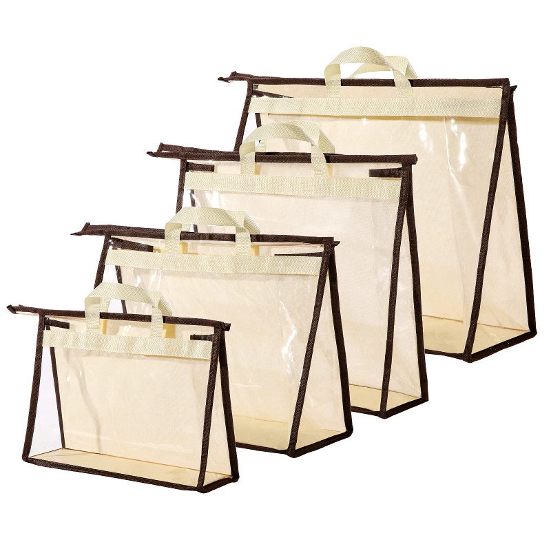 CINPIUK 4 Pack Handbag Dust Bags Clear Purse Storage Organizer for Closet Zipper Hanging Storage Bag for Handbags