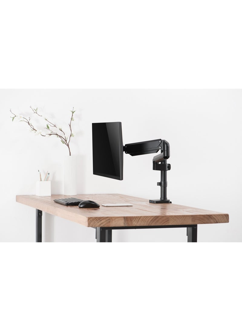 Skill Tech Skilltech SHT26 C012UP Gas Spring Single Monitor Arm 17–32", 1.5–8kg Load, USB 3.0 Ports, Full Motion Tilt/Swivel/Rotation, Max VESA 100×100, Clamp & Grommet Installation – Matte Black - Image 2