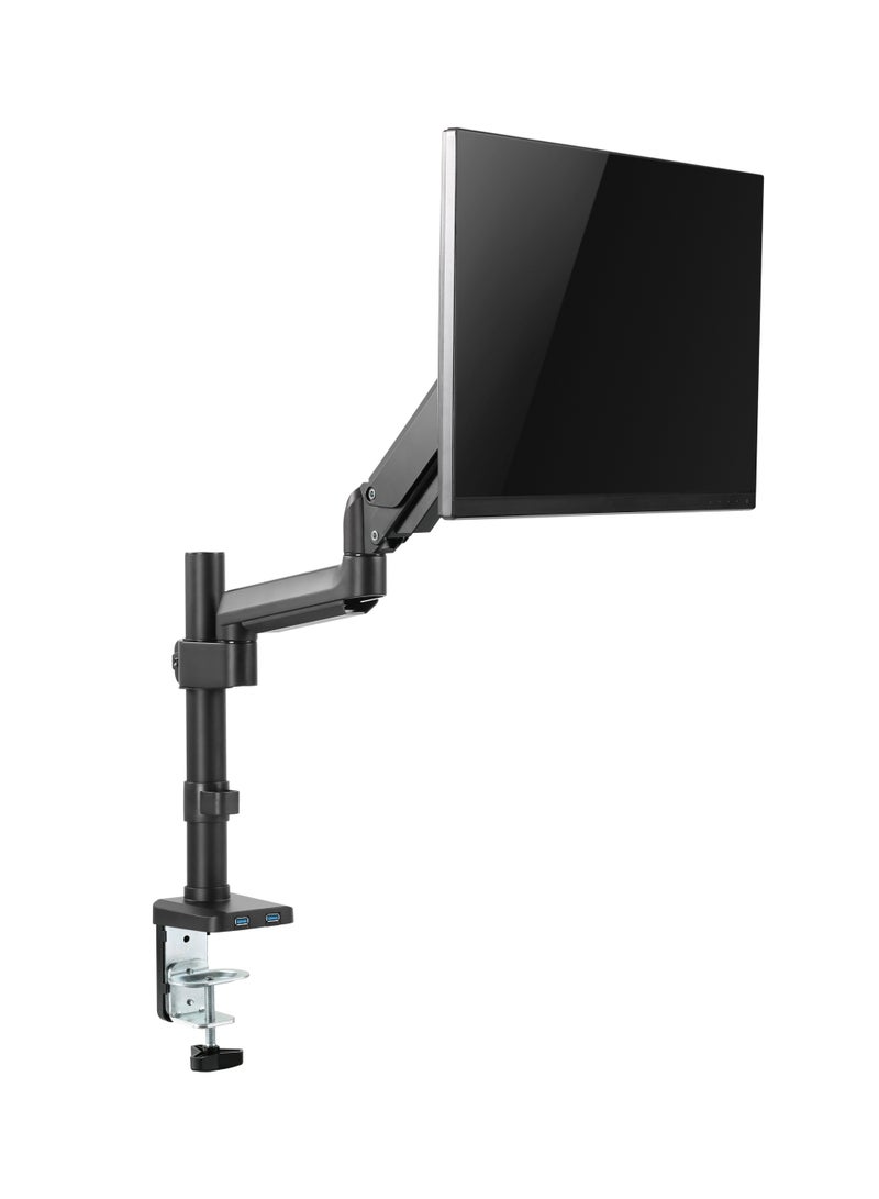 Skill Tech Skilltech SHT26 C012UP Gas Spring Single Monitor Arm 17–32", 1.5–8kg Load, USB 3.0 Ports, Full Motion Tilt/Swivel/Rotation, Max VESA 100×100, Clamp & Grommet Installation – Matte Black - Image 5