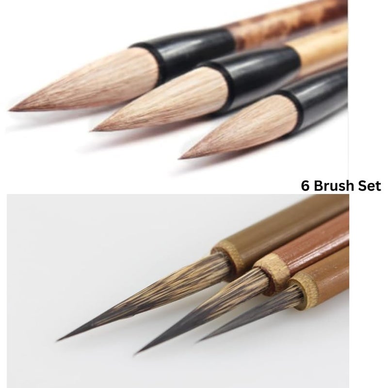 ARROLLIANT Chinese Calligraphy Brush Set – 6pcs Professional Brushes for Calligraphy, Drawing, Watercolor & Brush Art – Ideal for Beginners & Artists - Image 5
