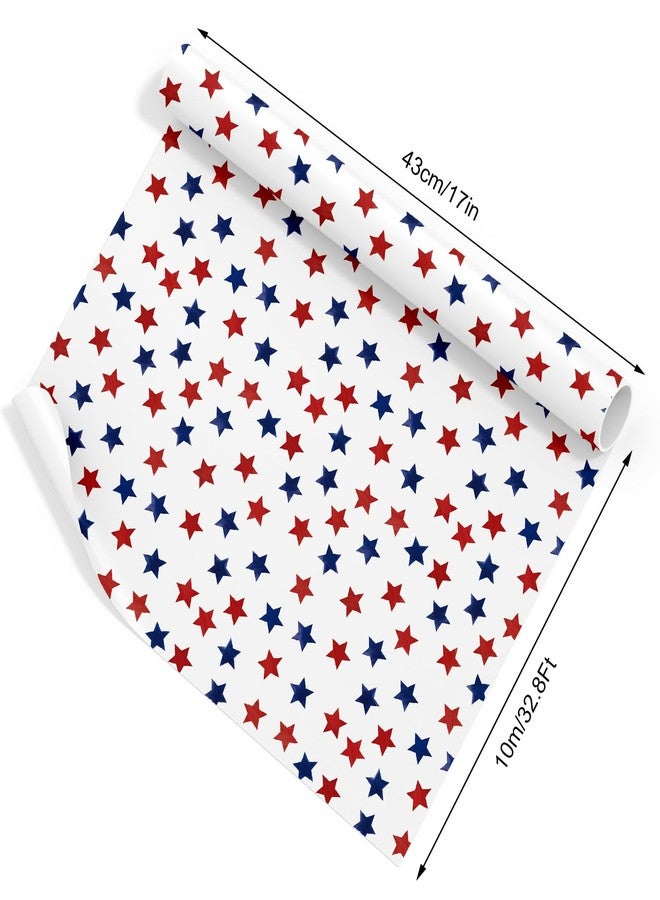 FYSUIMU Patriotic Wrapping Paper -Mini Roll- 17 In x 32.8 Ft Red Blue Stars Gift Wrap Paper for 250th Anniversary 4th of July Independence Day Birthday Holiday Party Wrapping Supplies - Image 3