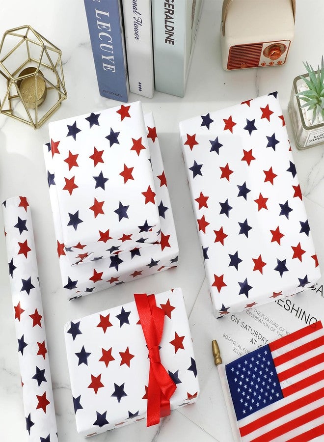 FYSUIMU Patriotic Wrapping Paper -Mini Roll- 17 In x 32.8 Ft Red Blue Stars Gift Wrap Paper for 250th Anniversary 4th of July Independence Day Birthday Holiday Party Wrapping Supplies - Image 5