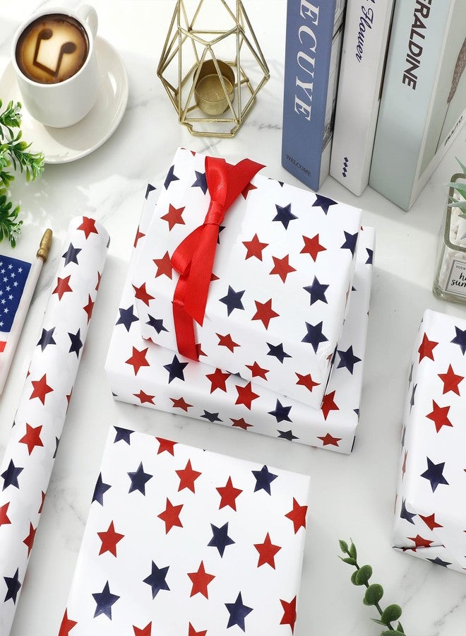FYSUIMU Patriotic Wrapping Paper -Mini Roll- 17 In x 32.8 Ft Red Blue Stars Gift Wrap Paper for 250th Anniversary 4th of July Independence Day Birthday Holiday Party Wrapping Supplies - Image 4