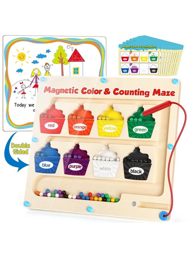 Aizweb Magnetic Color & Number Maze,Montessori Toys Wooden Magnetic Puzzle Board Color Sorting Counting Matching Toy,Toddler Learning Activities Fine Motor Skills Toy for Boy Girl 2 3 4 5 Year Old - Image 1