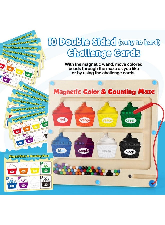 Aizweb Magnetic Color & Number Maze,Montessori Toys Wooden Magnetic Puzzle Board Color Sorting Counting Matching Toy,Toddler Learning Activities Fine Motor Skills Toy for Boy Girl 2 3 4 5 Year Old - Image 3