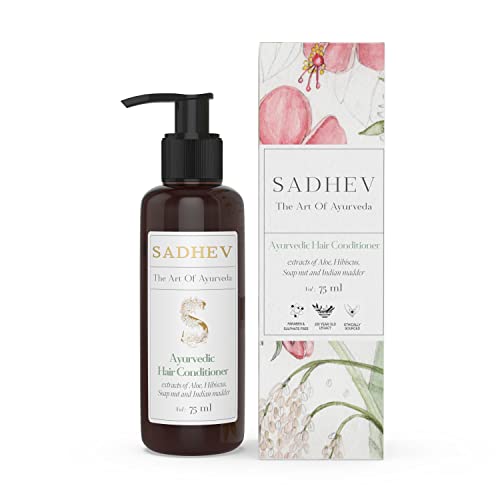 Sadhev Ayurvedic Conditioner With Bhringraj, Hibiscus, Amla | Controls Hairfall, Stimulates Hair Regrowth | For Dry & Frizzy Hair | Adds Volume & Shine (75 ml) - Image 1