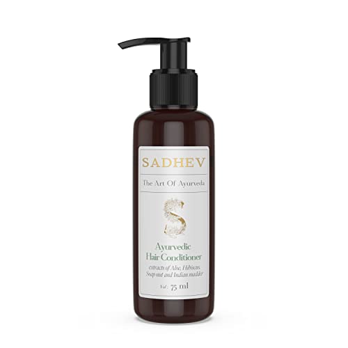 Sadhev Ayurvedic Conditioner With Bhringraj, Hibiscus, Amla | Controls Hairfall, Stimulates Hair Regrowth | For Dry & Frizzy Hair | Adds Volume & Shine (75 ml) - Image 5